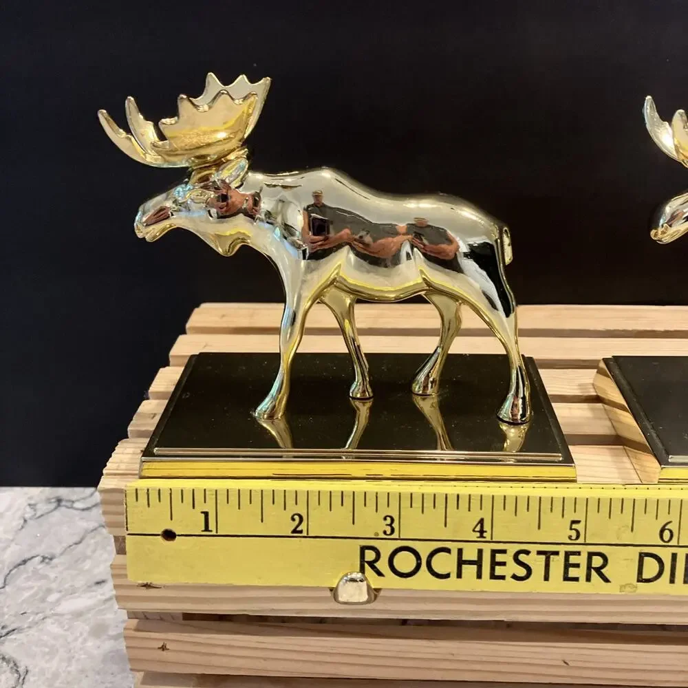VTG, Target, Pair Of Solid Brass Weighted Moose Mantle Stocking Holders EUC